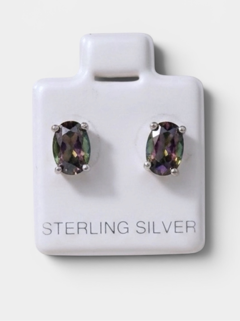 Mystic Topaz and 925 Sterling Silver Oval Stud Earrings (NEW)